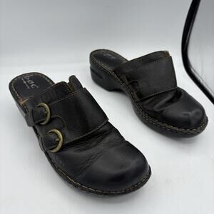 b.o.c Born Concept Shoes Womens Size 11 Black Leather Mule Clogs Slip On Comfort